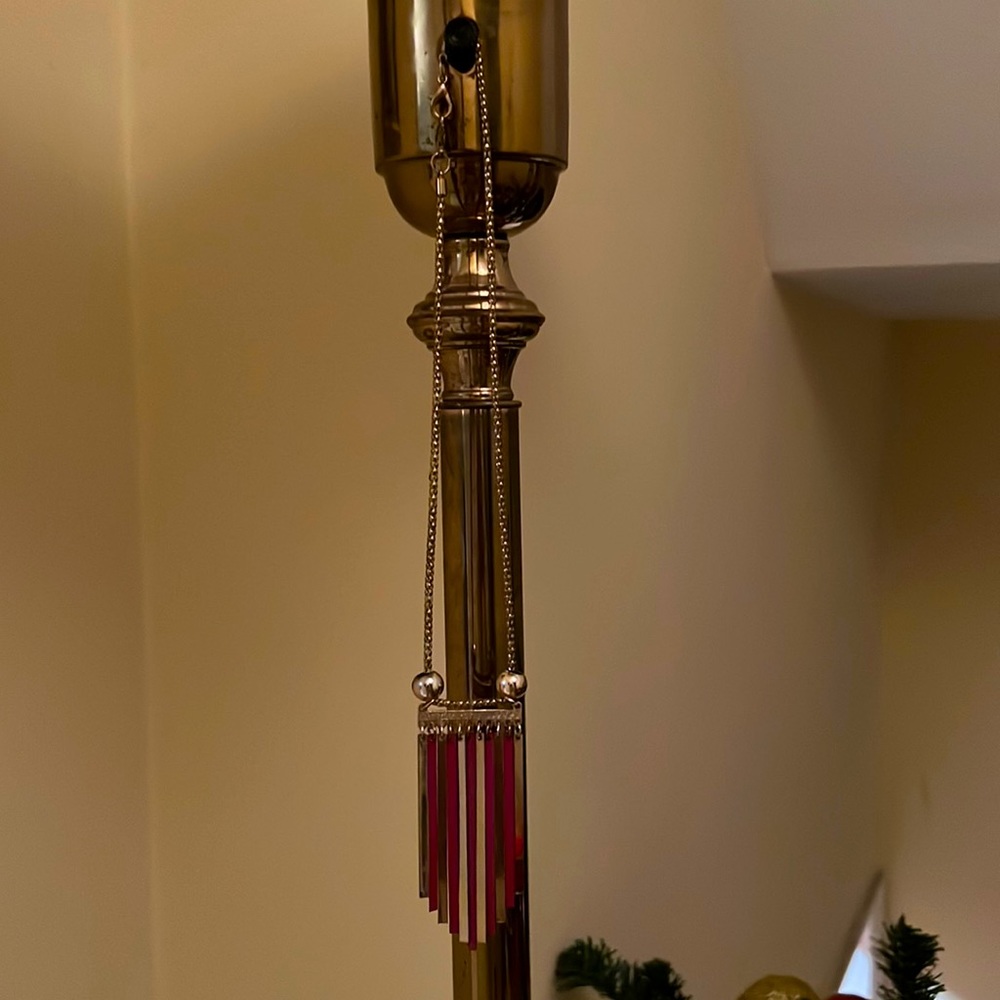 Faux gold tassel necklace with pink detailing. Pretty and flowy.